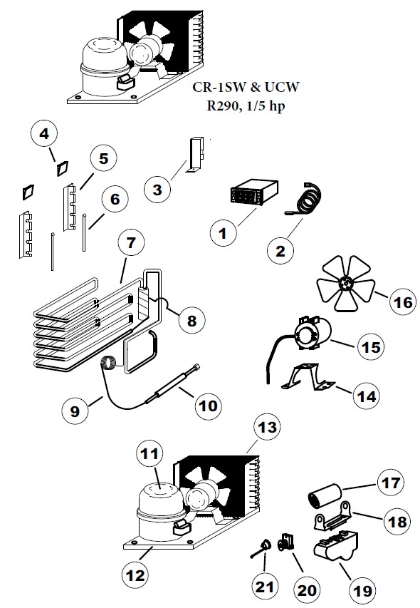 CR-1SW Refrigeration Components R290 Models, July 2025 & Newer