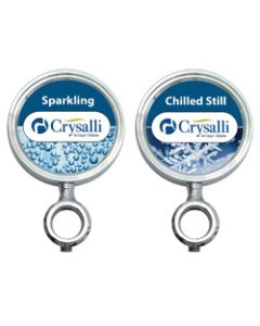 Two Straight Crysalli Medallion Holders for CBR-V2 or CRVS-V2, with Sparkling and Chilled Still Water Graphics